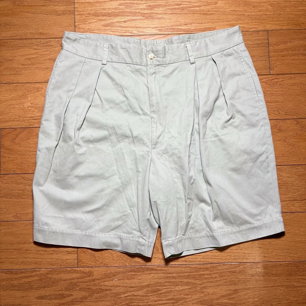 Ben Silver Charleston Mint Green Pleat Front Shorts Size 40x8" 100% Cotton